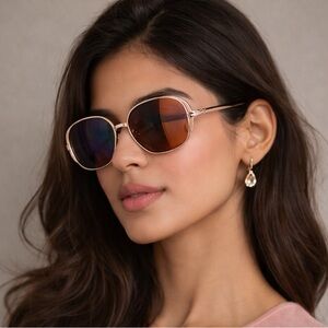 Christian Dior Gold Square Tinted Sunglasses